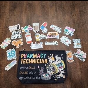 Pharmacy Technician Zippered Pouch with 20 Colorful Stickers
